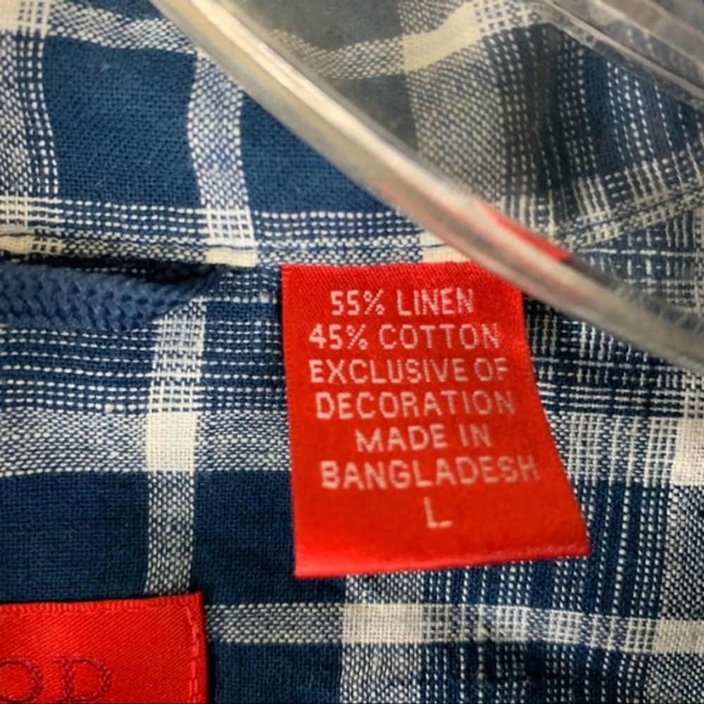 IZOD Blue Short Sleeve Button Up Size L - Picture 3 of 3